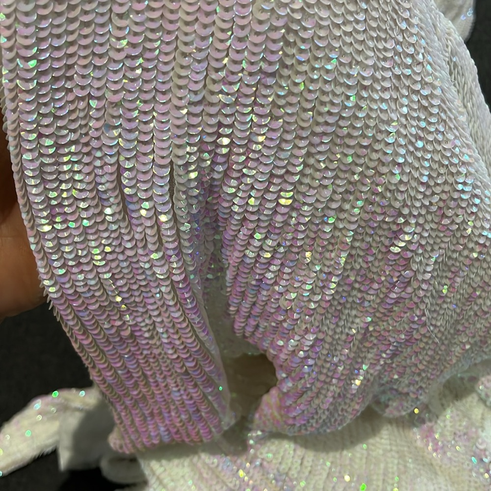 Retrofete Maxi dress iridescent sequence with belt - Picture 14 of 17